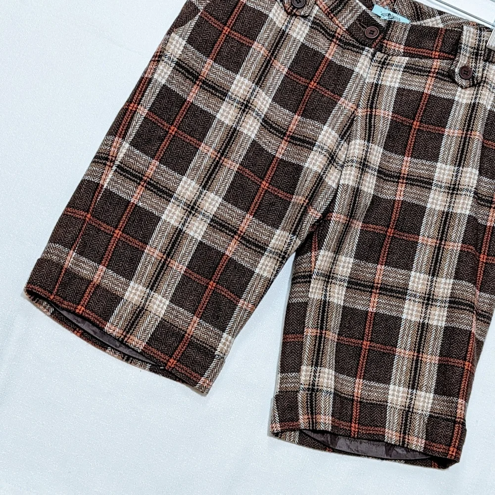 Vintage Papaya Wool Blend Bermuda Shorts | Plaid | Y2K | Grunge | Chic